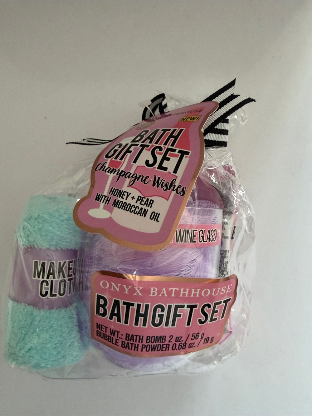 Champagne Bath Gift Set - Pink & Aqua Accents